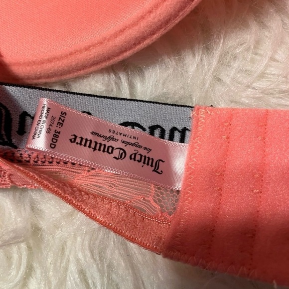 Juicy Couture Coral and Black 38DD padded push-up lace bra. - Picture 5 of 7